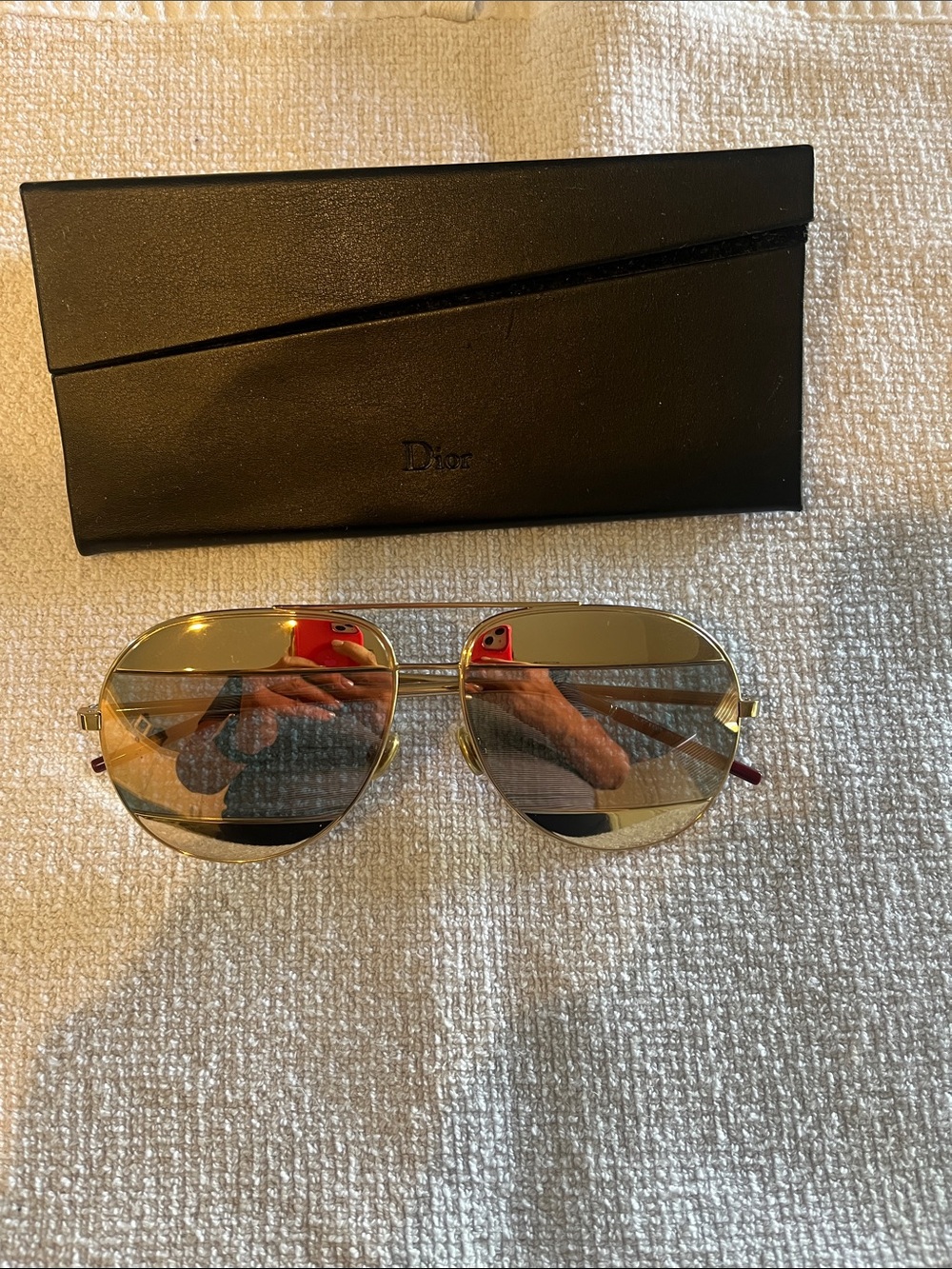 Dior Gold and Mirrored Split Lens Pilot Sunglasses
